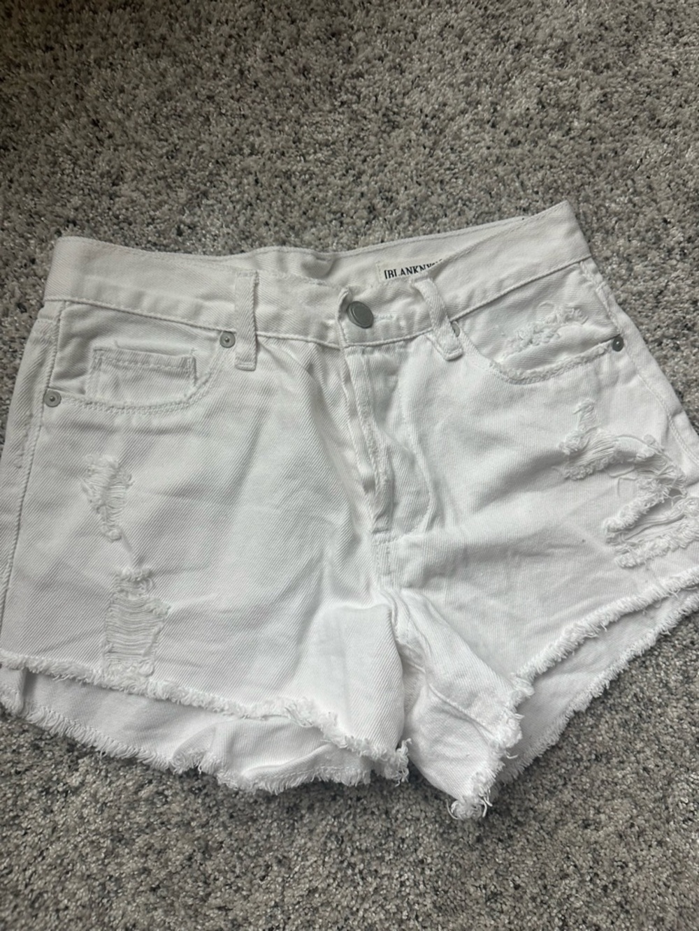 Blank NYC White Distressed Frayed Hem Jean Shorts